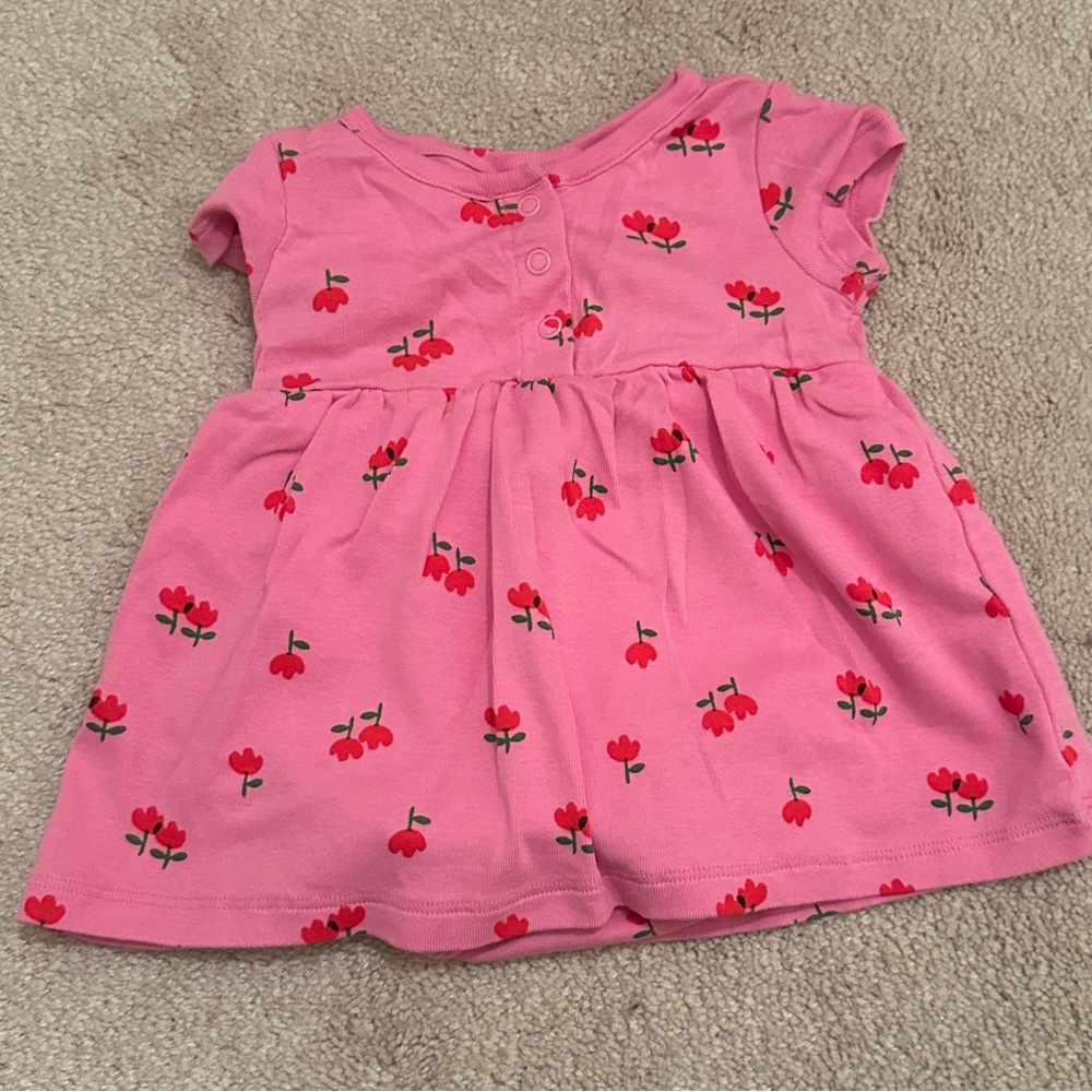 Hanna Andersson Pink Tulip Print Onesie Dress